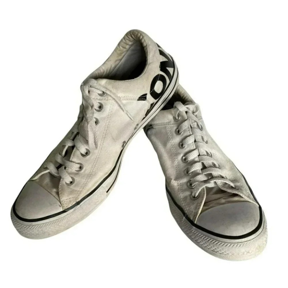 Converse Chuck Taylor All Star Low Top Sneakers White Black Logo Print Mens 11